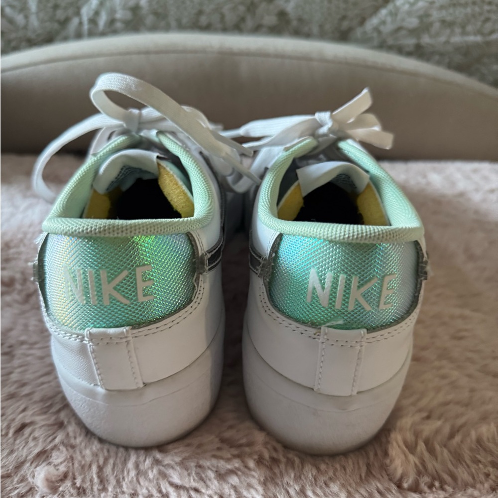Nike White Platform Sneakers with Metallic Swoosh - Picture 3 of 3
